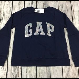 Gap Girls XS 4-5 Navy Blue & Silver Sweatshirt